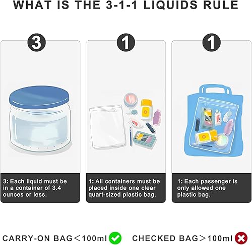 Miniatura 49 de Lermende 2pcs Clear Toiletry Bag TSA Approved Travel Bag,Carry On for Travel,Airport Airline Accessories Compliant Bag,Quart Sized Makeup Cosmetic