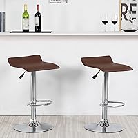 Vista 4 de Juego de 2 taburetes de bar ajustables, taburetes de bar con modernos taburetes giratorios de piel sintética para silla de altura de encimera