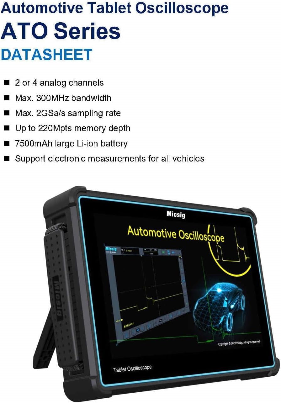 ATO1004 Automotive Oscilloscope Master Kit 100MHz, 4 Channels, 1GSa/s,110Mpts with Ignition Probe Multimeter Probe Auto Repair Special Accessories and Professional Carrying Case (ATO1004 Master Kit)