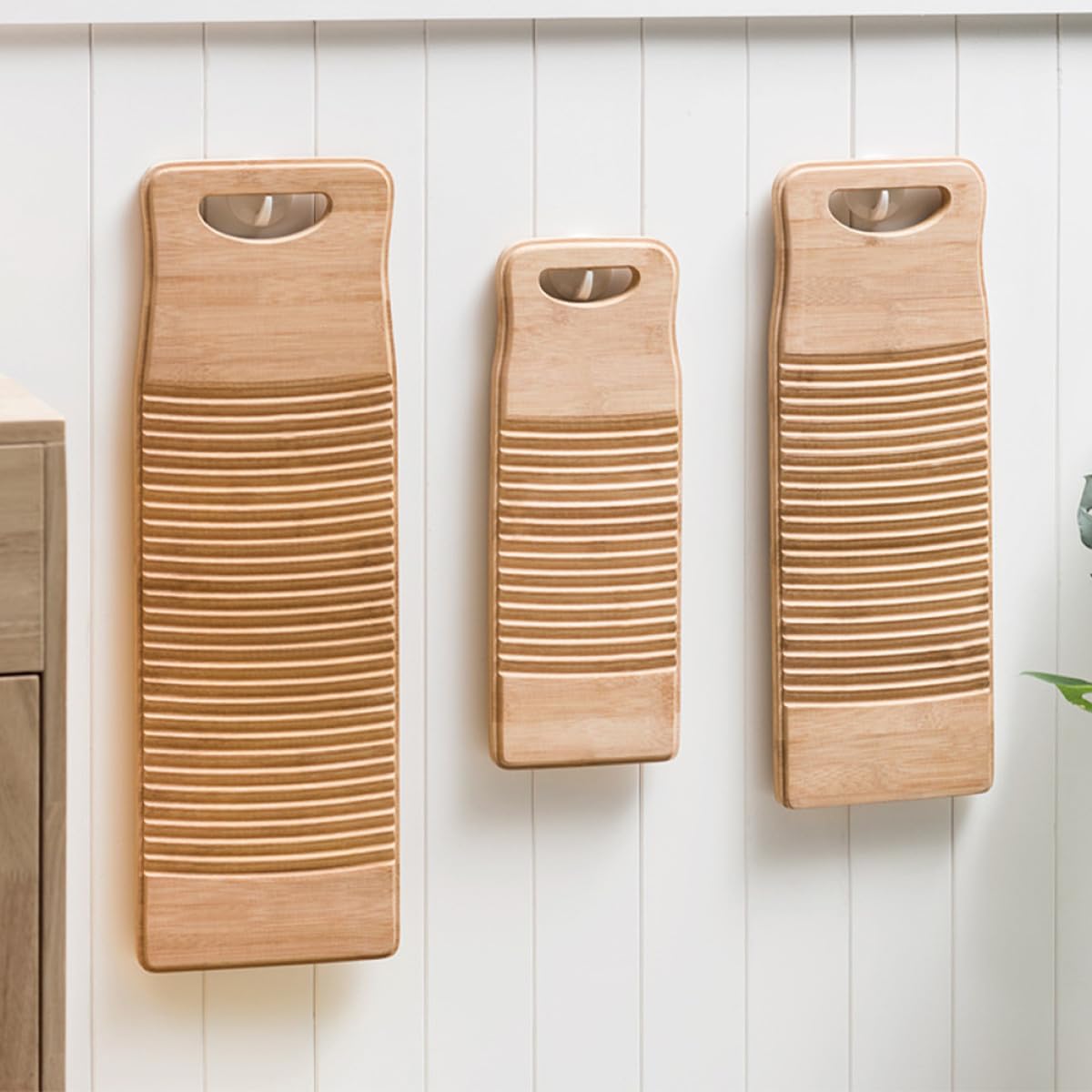 STOBAZA Waschbrett Holz Bambus mit Rutschfestem Design Verdicktes Wäschebrett aus Robustem Verbundmaterial für Kleidung im Haushalt und Shop