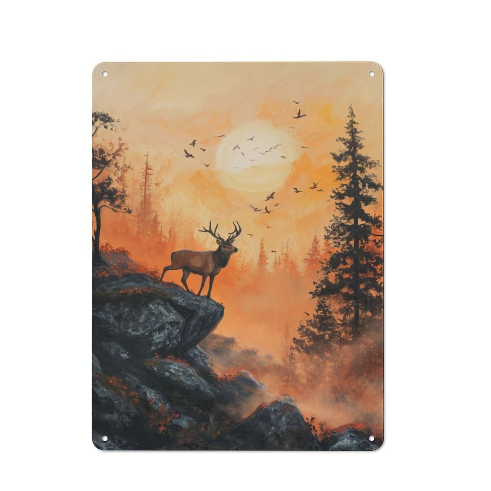 Vintage Retro Metal Sign 40x30cm Featuring Sun Kissed Glade Deer, Garage Wall Decor for Garage, Workshop, Shed Or Utility Room