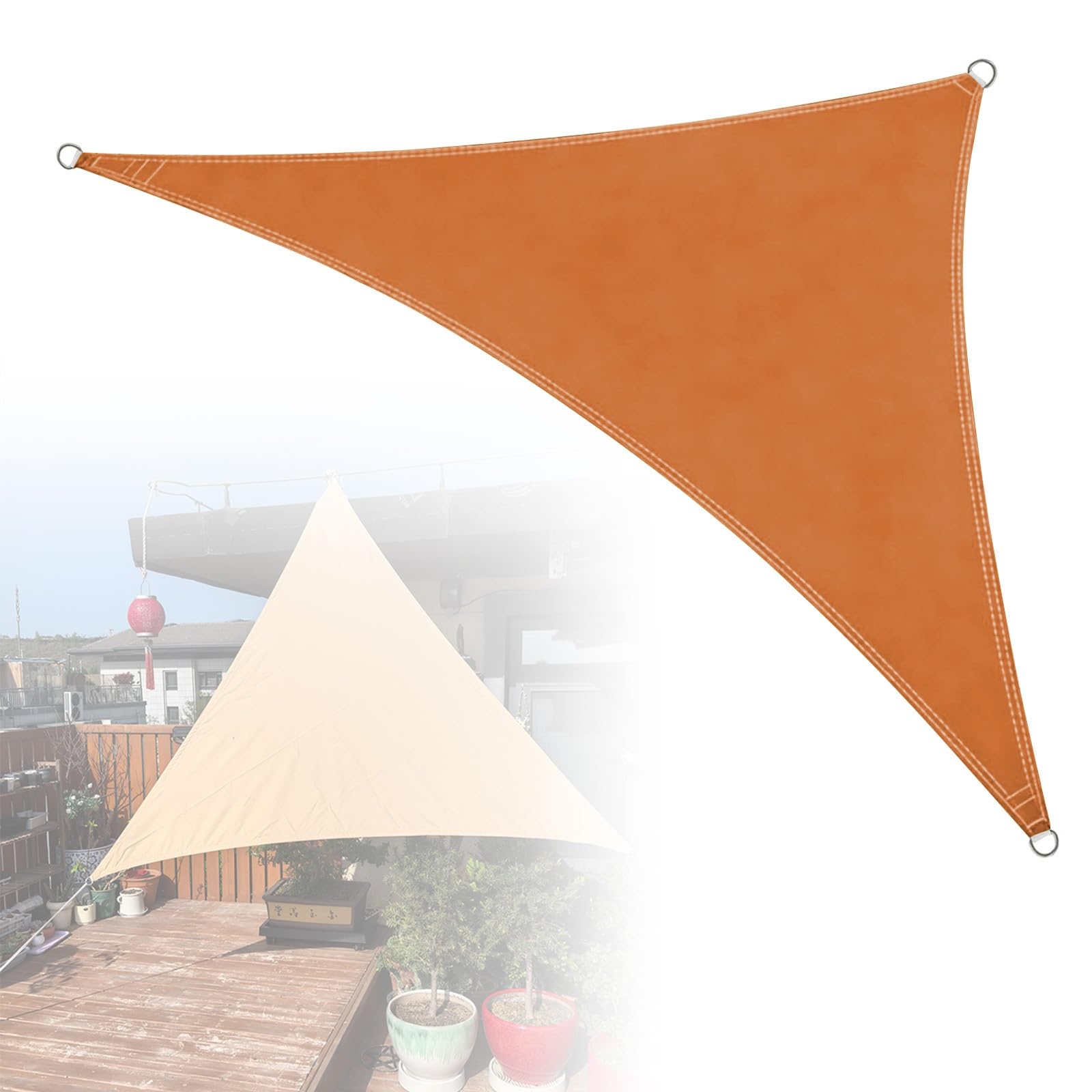 Voile d'ombrage imperméable orange 5x5x5m triangle pour terrasse