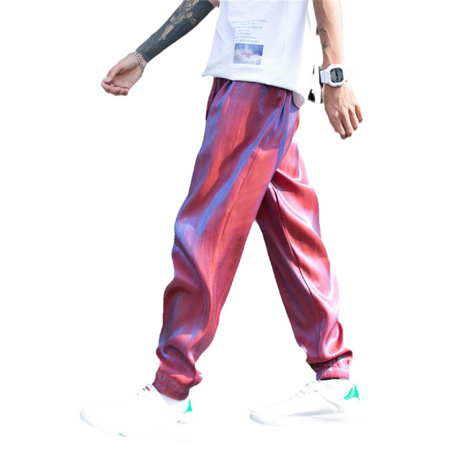 Proste luźne spodnie do biegania dla mężczyzn, styl casual, hip-hop, streetwear, elastyczny ściągacz