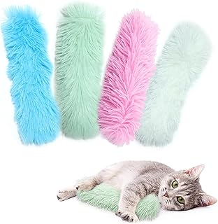 4 Pack Cat Kicker Toys, Soft and Durable Pillows Toy, Interactive Cat Kicker Catnip Toys with Catmint and Crinkle Plush Cat Chew Teething Clean Toy for Kitty Chewing Training Interactive, 11" Long