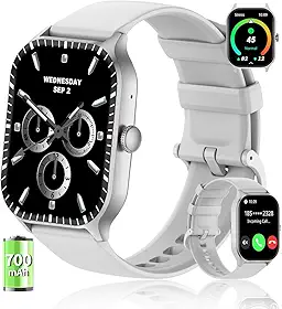 PEJE Smartwatch ZW16,Tela TFT HD de 2,01",Relogio smartwatch com Ecrã tátil e Ai,Bateria de 700 mAh,123 Esportes,1ATM à rova d'água, Chamada Bluetooth, Compatível com Android iOS (Prata)