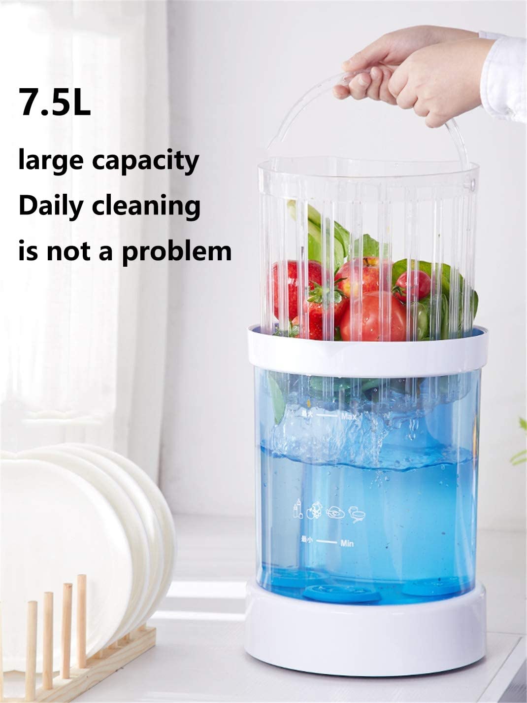 Lavadora De Frutas Y Verduras Limpieza Ultrasónica Inteligente para El Hogar Desinfección De Frutas Y Verduras Residuos De Plaguicidas para Eliminar La Máquina Desinfectante (Color : White)