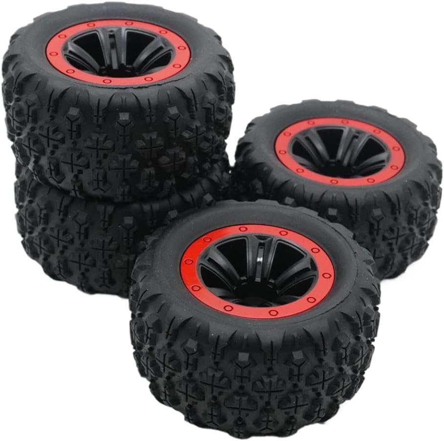 4PCS 85mm Skidproof Rubber Tire Wheels 12mm HEX Compatible with 1/14 1/16 RC Models