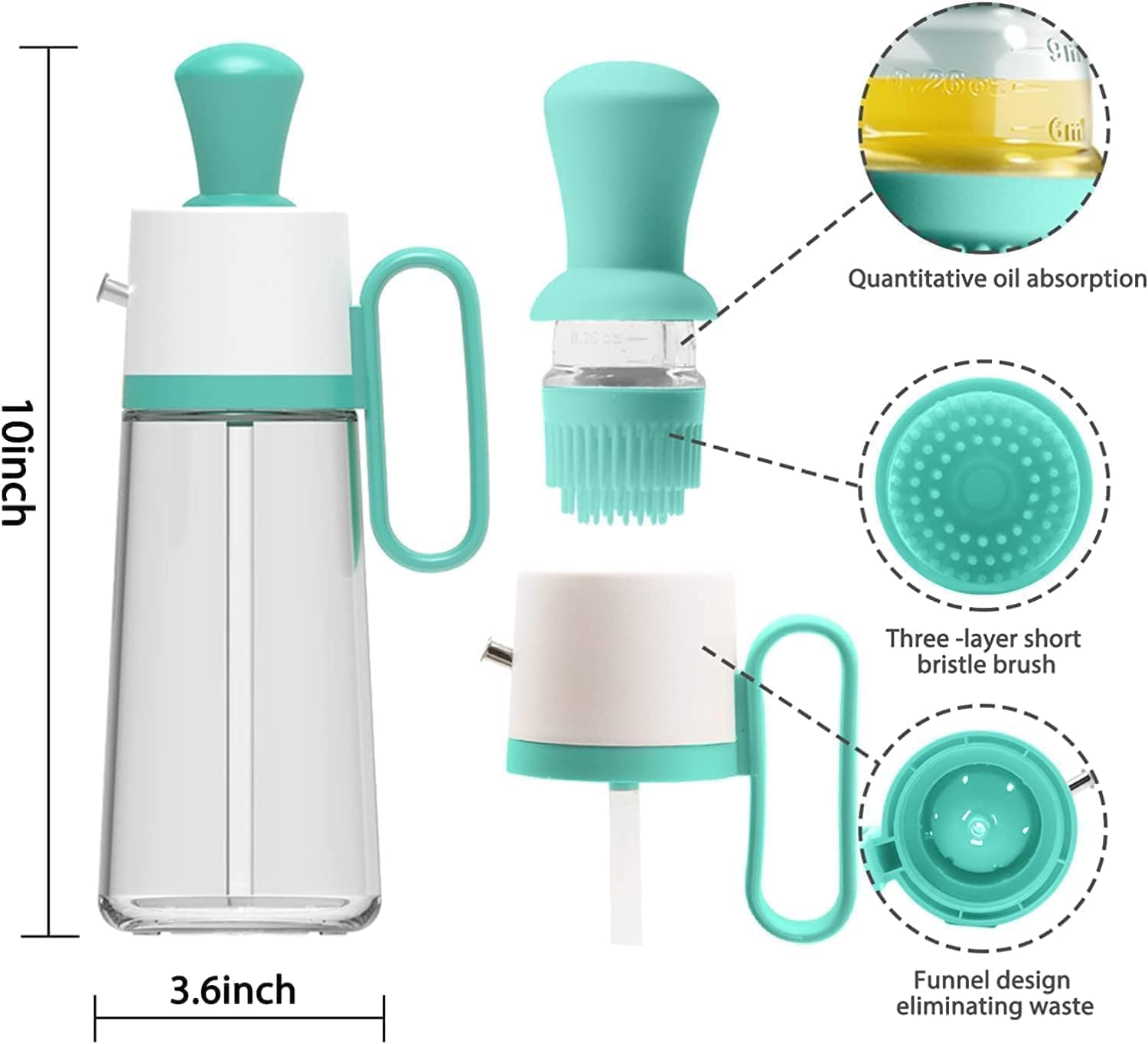 Stavae Glass Kitchen Oil Bottle with Silicone Brush, 2 in 1 Oil Dispenser  with Brush Silicone Dropper Measuring Bottle for Kitchen Cooking 630 ML :  Amazon.in: Home & Kitchen