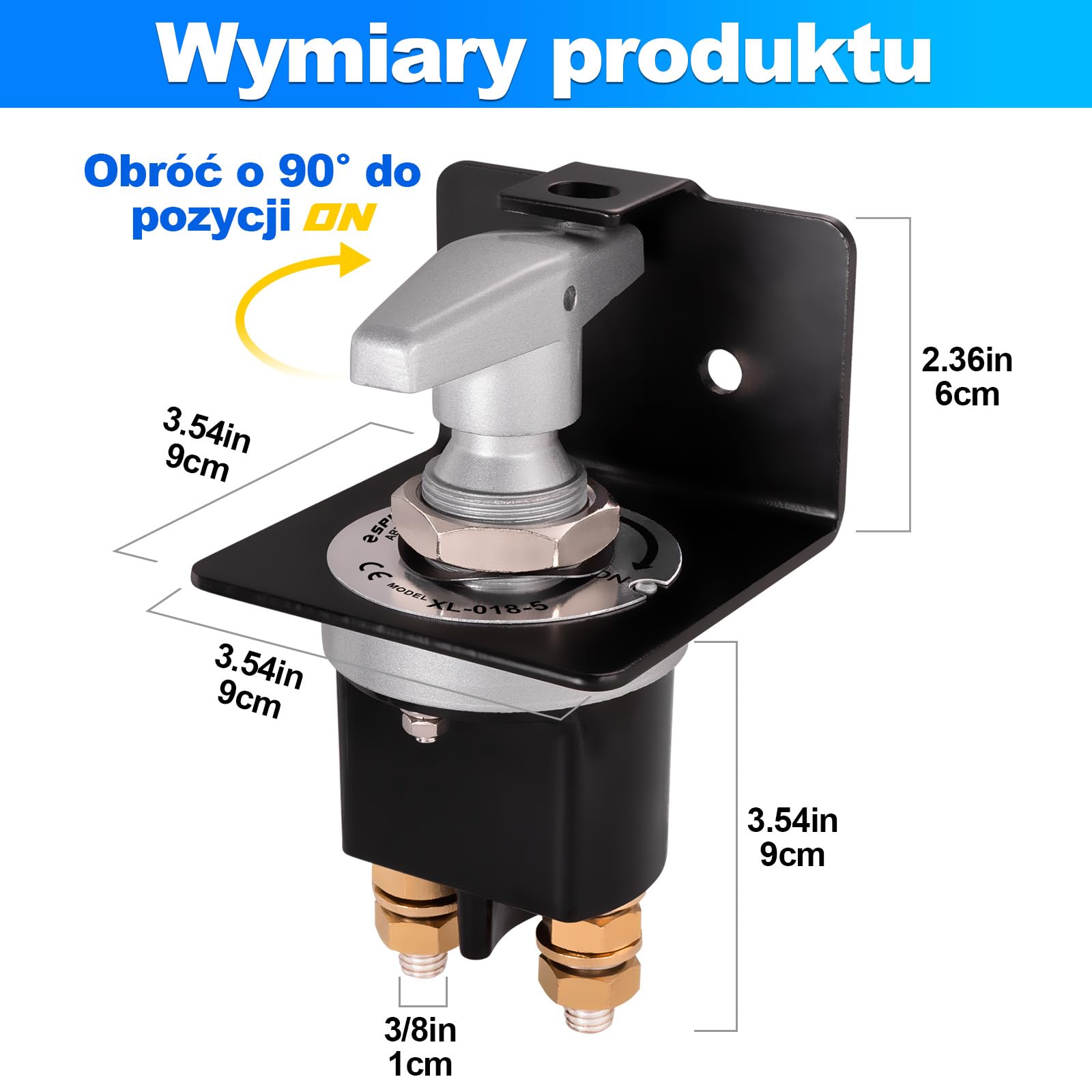 Spurtar Przełącznik akumulatora samochodowego 12 V, 24 V, 36 V, zestaw Vergrendelplaat 500A Batterij hoofdschakelaar, izolator voor Auto, Vrachtwagen, wiązanie, Camper, Boot, Graafmachine Tractor,