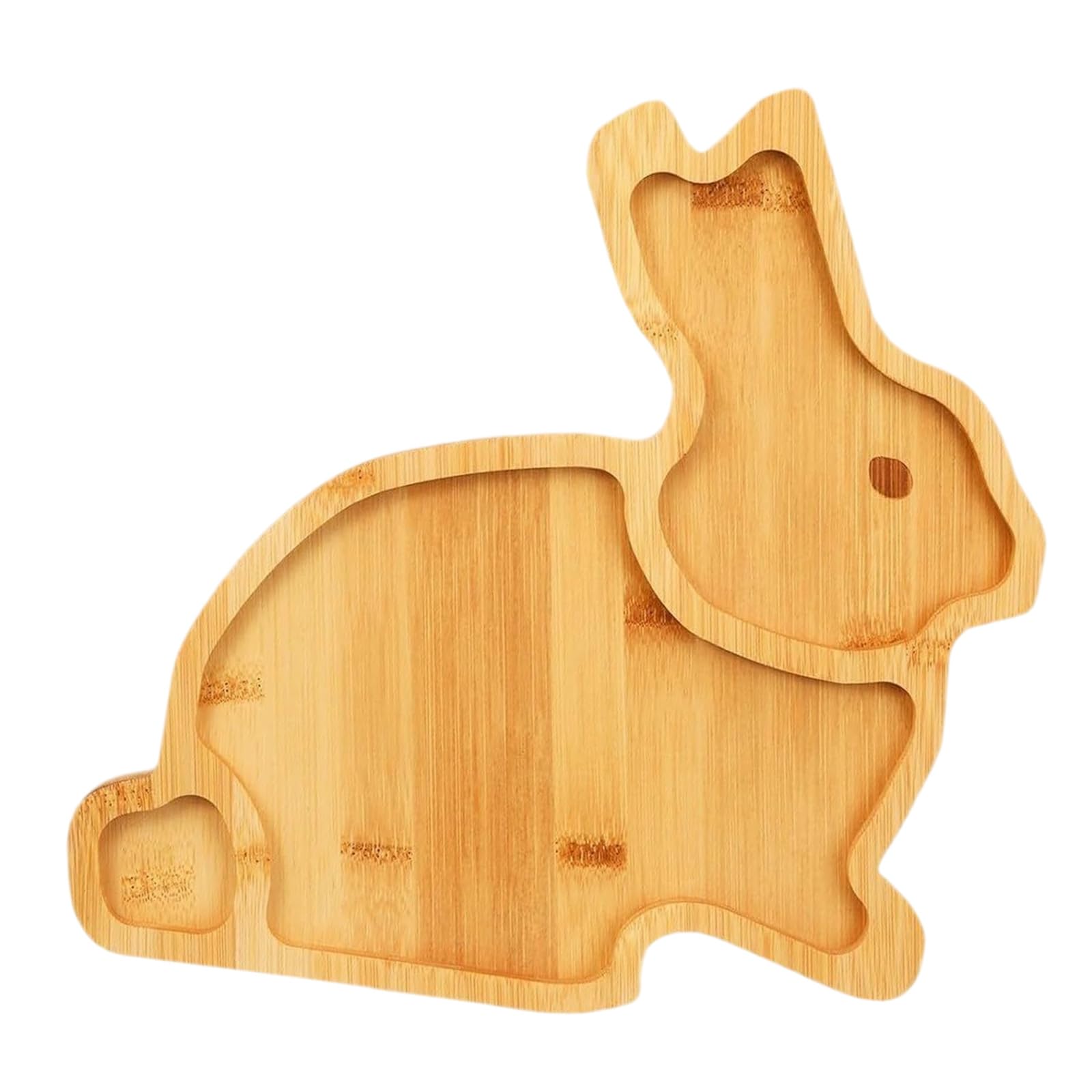 Unique Easter Themed Multiple Compartments Plate Wooden Serving Tray with Rabbits/Carrot Designs for Fruits and Sweet Wooden Easter Dessert Plate