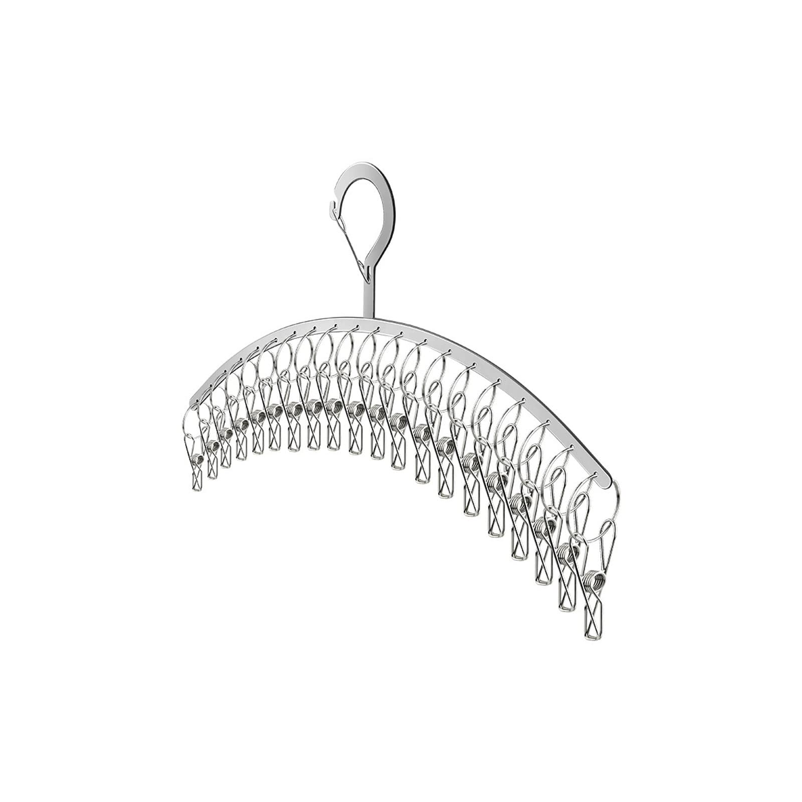 JINGYAN Standard Hangers 20 Clips Stainless Steel Windproof Clothespin Laundry Hanger Clothesline Sock Towel Bra Drying Rack Clothes Peg Airer Dryer