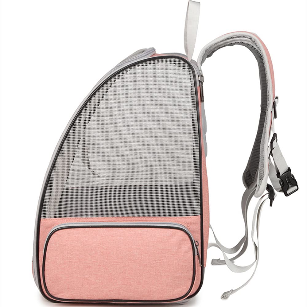 Sac de Transport pour Chats Petits Chiens 7.5kg, Sac à Dos en Filet Respirant pour Petit Animaux, Pliable Spacieux avec Matelas en Peluche Amovible, Panier pour Voyage on Train Voiture Avion (Rose)