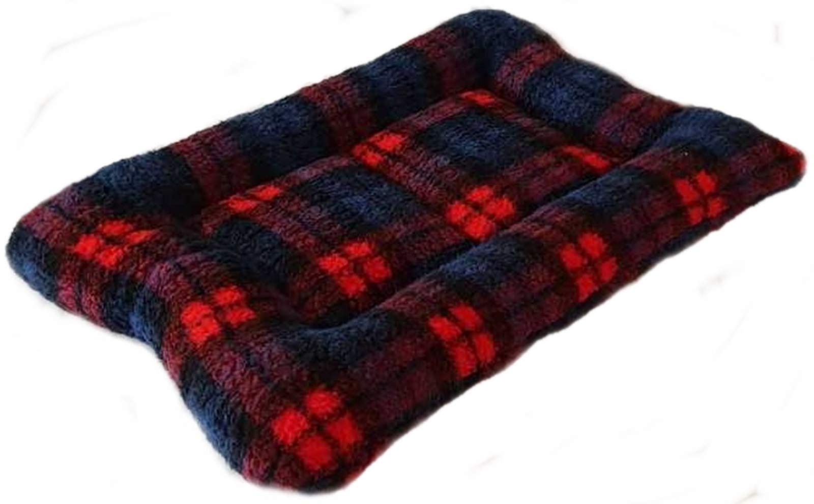 PnH® PADDED DOG CRATE LINER, SUPER SOFT SHERPA FLEECE PAD WITH SNUG SURROUND. COSY PET/DOG BED, SIZE & COLOUR CHOICE (RED TARTAN, MEDIUM - 36" x 24" (92cm x 61cm)) — image 1