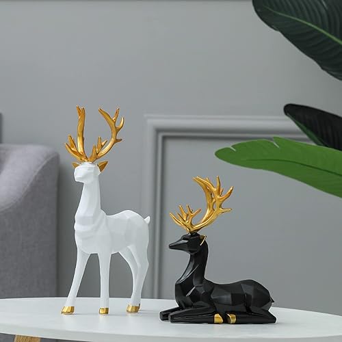 Miniatura 3 de 2 piezas de figuras de reno de Navidad de estilo nórdico europeo, estatua de ciervo, chimenea, ventana, escritorio, dormitorio, estante para