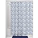 Produktbild iDesign Inca Duschvorhang | Vorhang für Dusche und Badewanne mit grafischem Muster | Bad Duschvorhang in 183,0 cm x 183,0 cm | Polyester weiß/marineblau