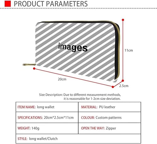 Miniatura 2 de FOR U DESIGNS - Cartera de piel sintética para mujer, con cremallera, para llevar tarjetas de viaje., portafolios con cierre., L