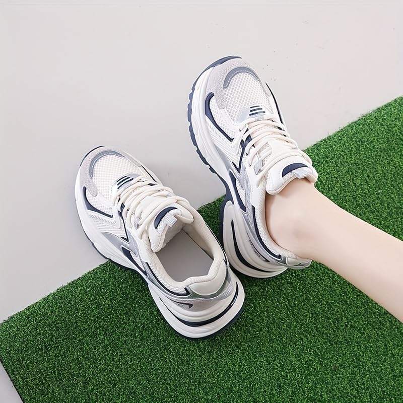 Chunky Sneakers for Women Platform Tennis Fashion Dad Shoes Mesh Breathable Casual Wedge Lace Up Walking Sneakers4