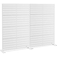 2Pack Metal Outdoor Privacy Screen, 71" H X 45.7" W Freestanding Rustproof Louvered Fence Panel for Patio, Garden, Balcony, AC Unit Cover, Trash Can, Modern Decorative Divider, White
