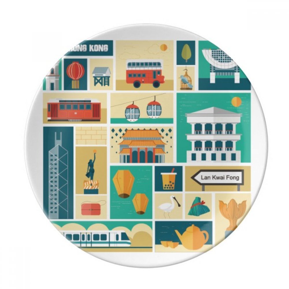 Assiette culture Hong Kong porcelaine décorative 21cm pour design table salon