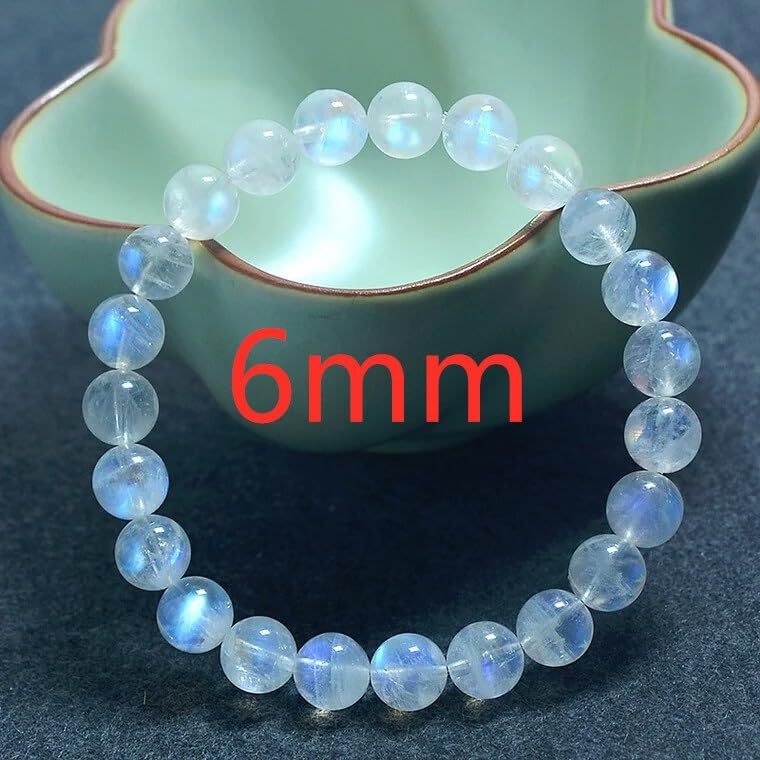 6mm Naturalny niebieski kamień księżycowy Crystal Clear Round Beads Bransoletka damska