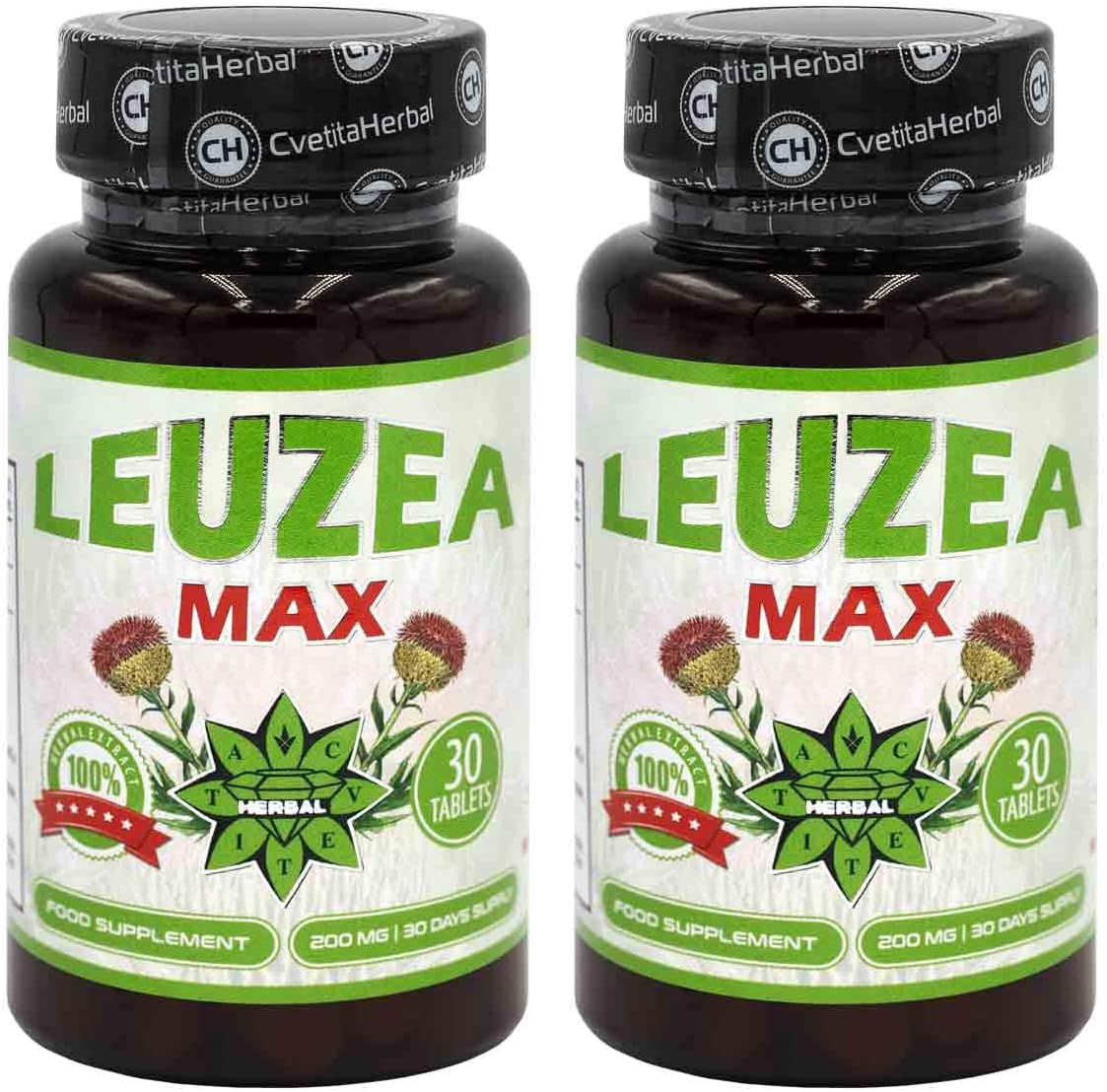 Leuzea Carthamoides | 60 Tablets x 200mg (2 Months Supply) | Natural Herbal Extract | Strong Immune System | Muscle & Mass & Strength Gain | ECDYSTERONE by Cvetita Herbal