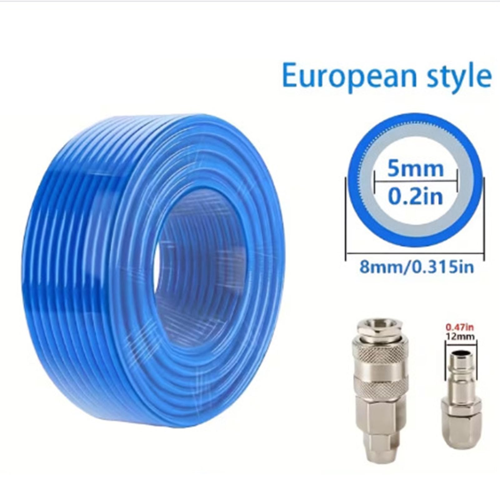Hyuduo Tuyau d'air de 8 Mm, Tube en PU Haute Pression, Tuyau Pneumatique Flexible pour Outils, Longueur de 20 M et 150 PSI pour Ateliers