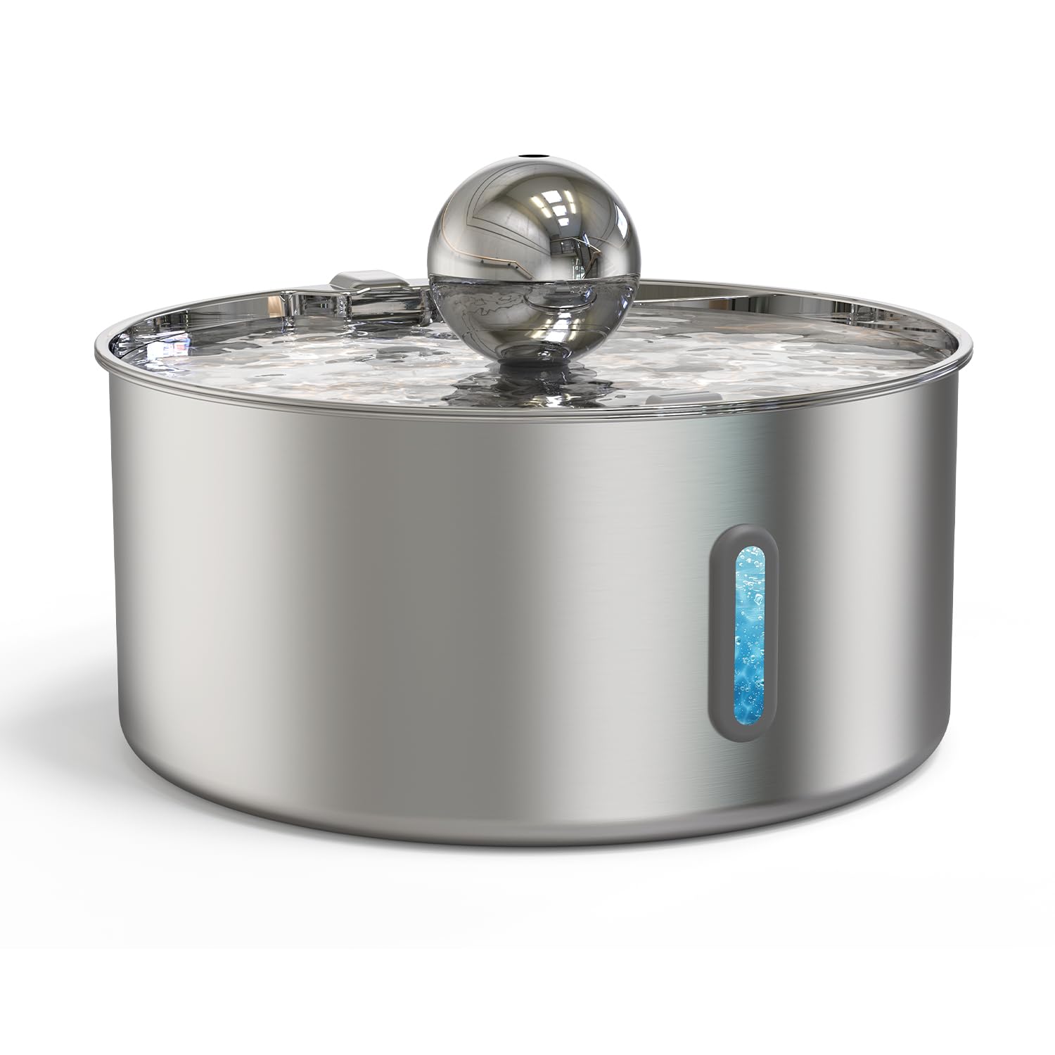 Fontana in acciaio inox, 7 l, per cani e gatti, in acciaio inox, con filtrazione a 5 strati e luce LED, pompa ultraleggera con protezione da sovraccarico per cani di grossa/più gatti, con 3 filtri