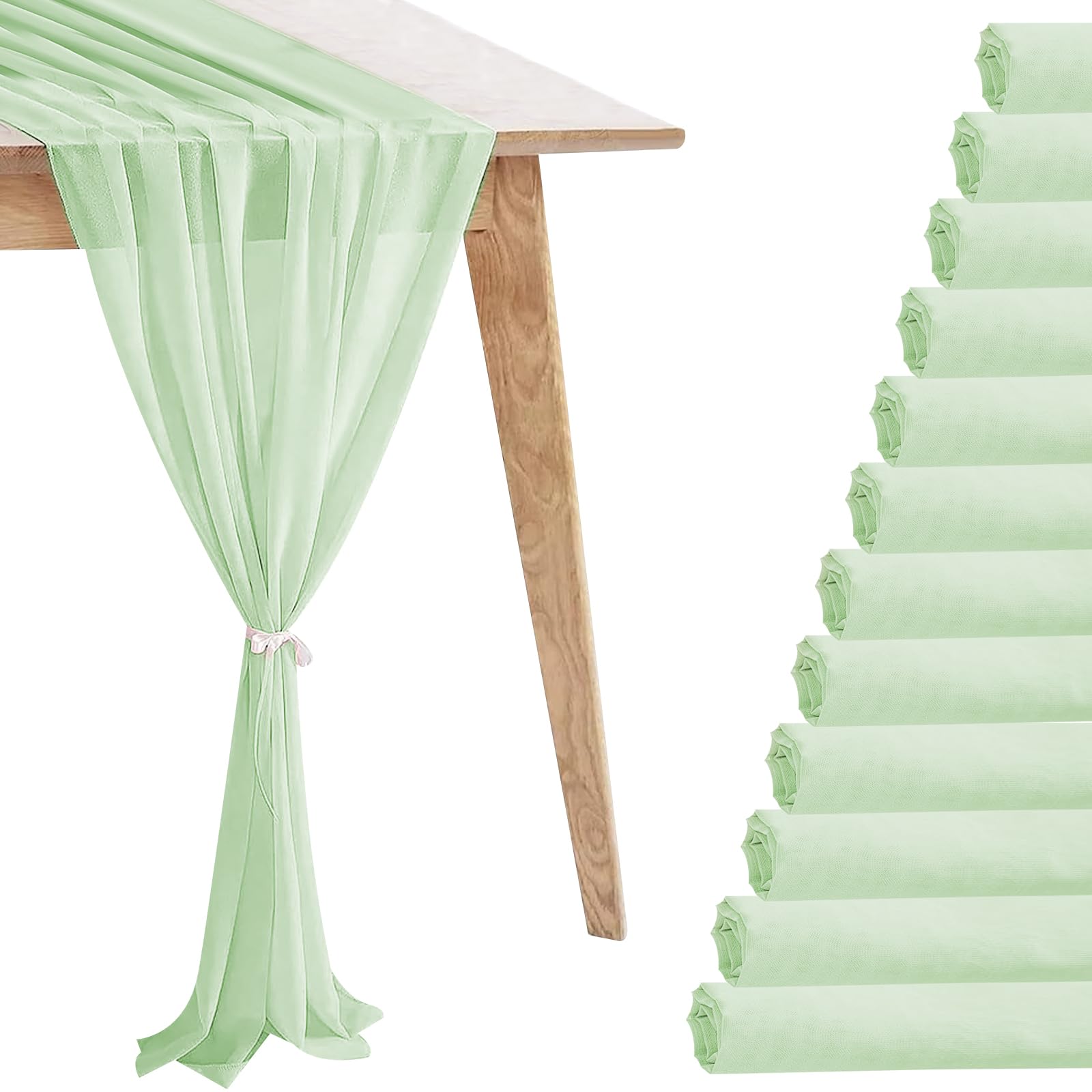 Confezione da 12 runner da tavola in chiffon romantico da 3 m, per matrimoni, baby shower e feste di compleanno, decorazioni da tavolo (304,8 x 30,5 cm)
