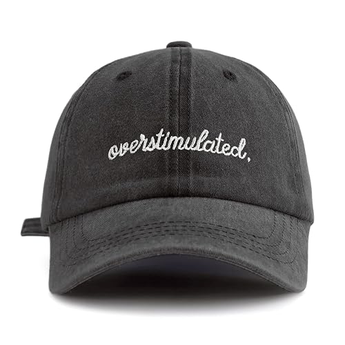 Sobreestimulada. Gorra de béisbol lavada bordada, tamaño ajustable, sombrero de sol ligero, adecuado para uso diario al aire libre y deportes