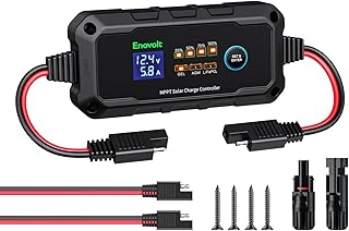 10A MPPT Solar Charge Controller 12V, Enovolt Portable Solar Panel Regulator with Solar Connector, Intelligent Digital LCD Display for Lead-Acid Batteries, Lithium, Foldable Solar Panel (ELF10)