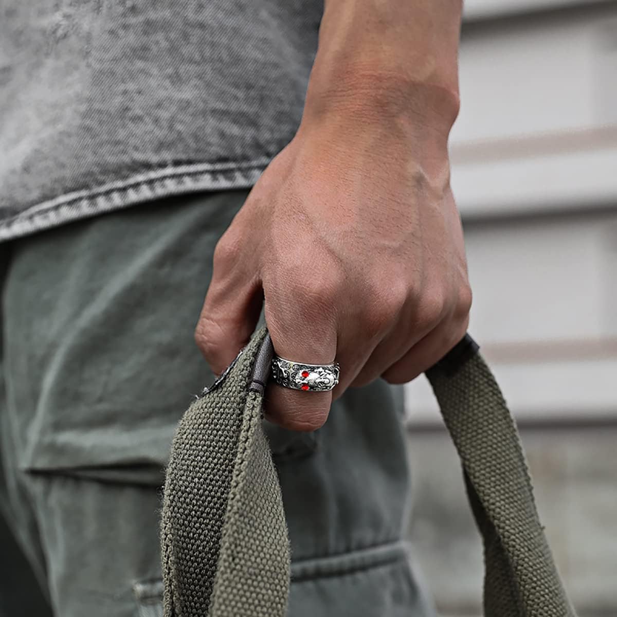 Miniatura 5 de yfstyle 2 anillos de Feng Shui para hombre, anillo Pixiu, anillos de Pixiu, anillos de protección de mantra, anillo de riqueza, anillo de Pixiu