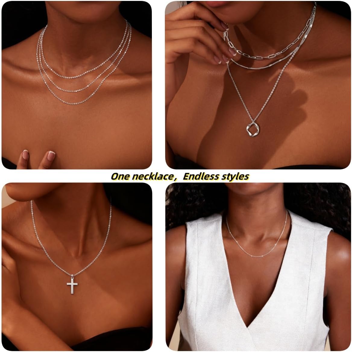 925 Sterling Silver Necklace Silver Chain Necklace for Women Simple 16/18/20 inch Satellite Chain Dainty Necklace for Women Waterproof Trendy Jewelry Gift - Image 4