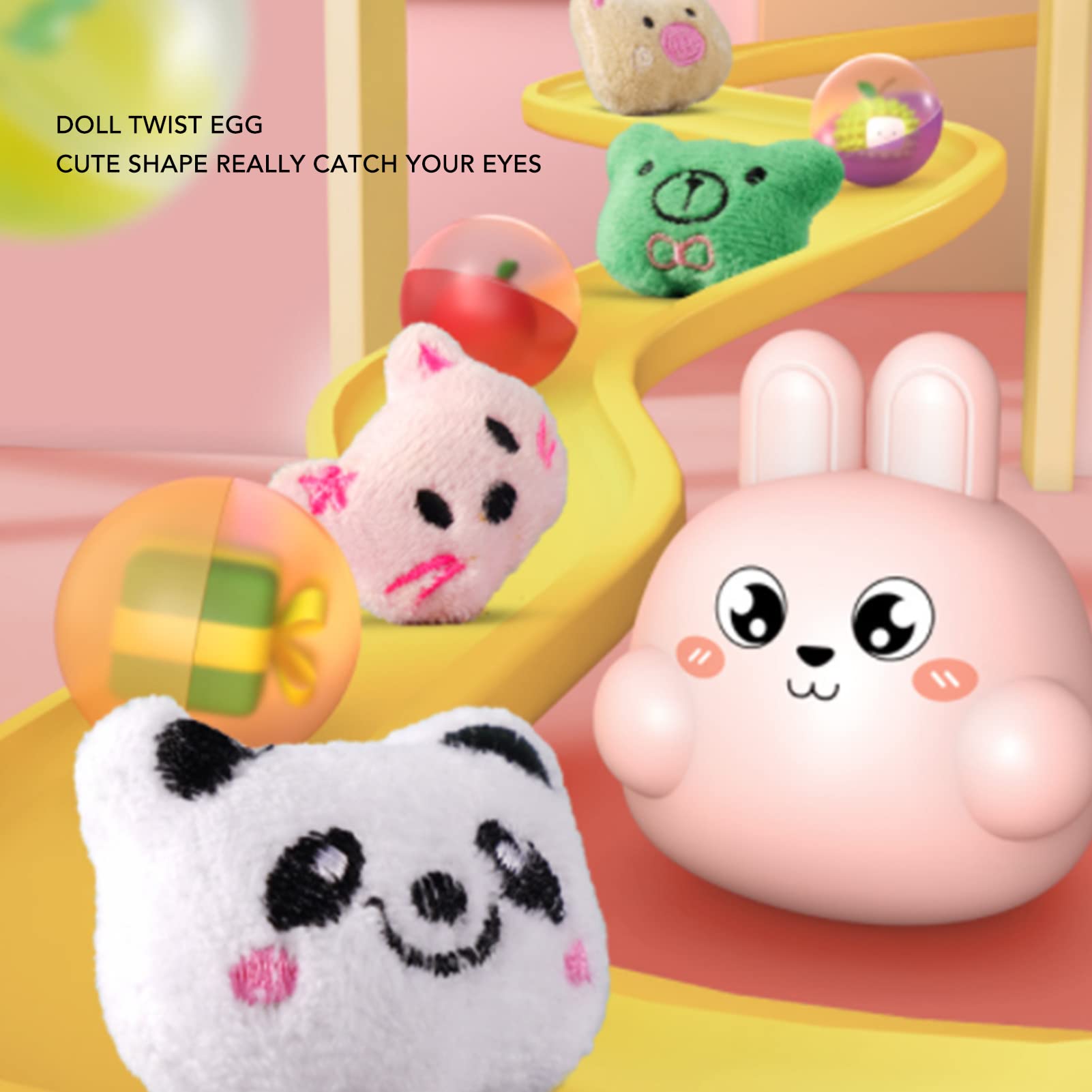 POENVFPO Giocattolo con Macchina per Artigli per Bambini, Macchina per Catturare Bambole Elettroniche Gioco di Artigli Rosa con 10 Bambole, Accessori Decorativo per Bambini