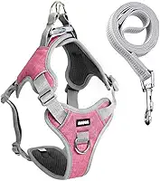 Coleira Peitoral Antipuxão Comfort com Guia de Passeio (P, Rosa)