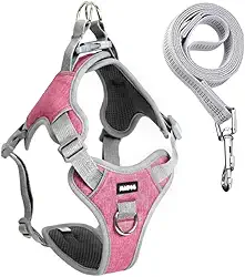 Coleira Peitoral Antipuxão Comfort com Guia de Passeio (P, Rosa)