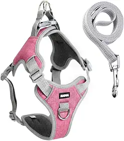 Coleira Peitoral Antipuxão Comfort com Guia de Passeio (P, Rosa)