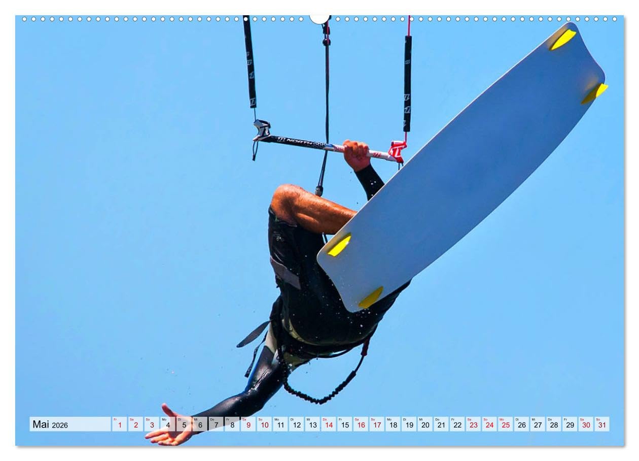 Kitesurfen - Action pur (hochwertiger Premium Wandkalender 2026 DIN A2 quer), Kunstdruck in Hochglanz: Spektakuläre Actionszenen, aufgenommen an traumhaften Surfspots (CALVENDO Sport)
