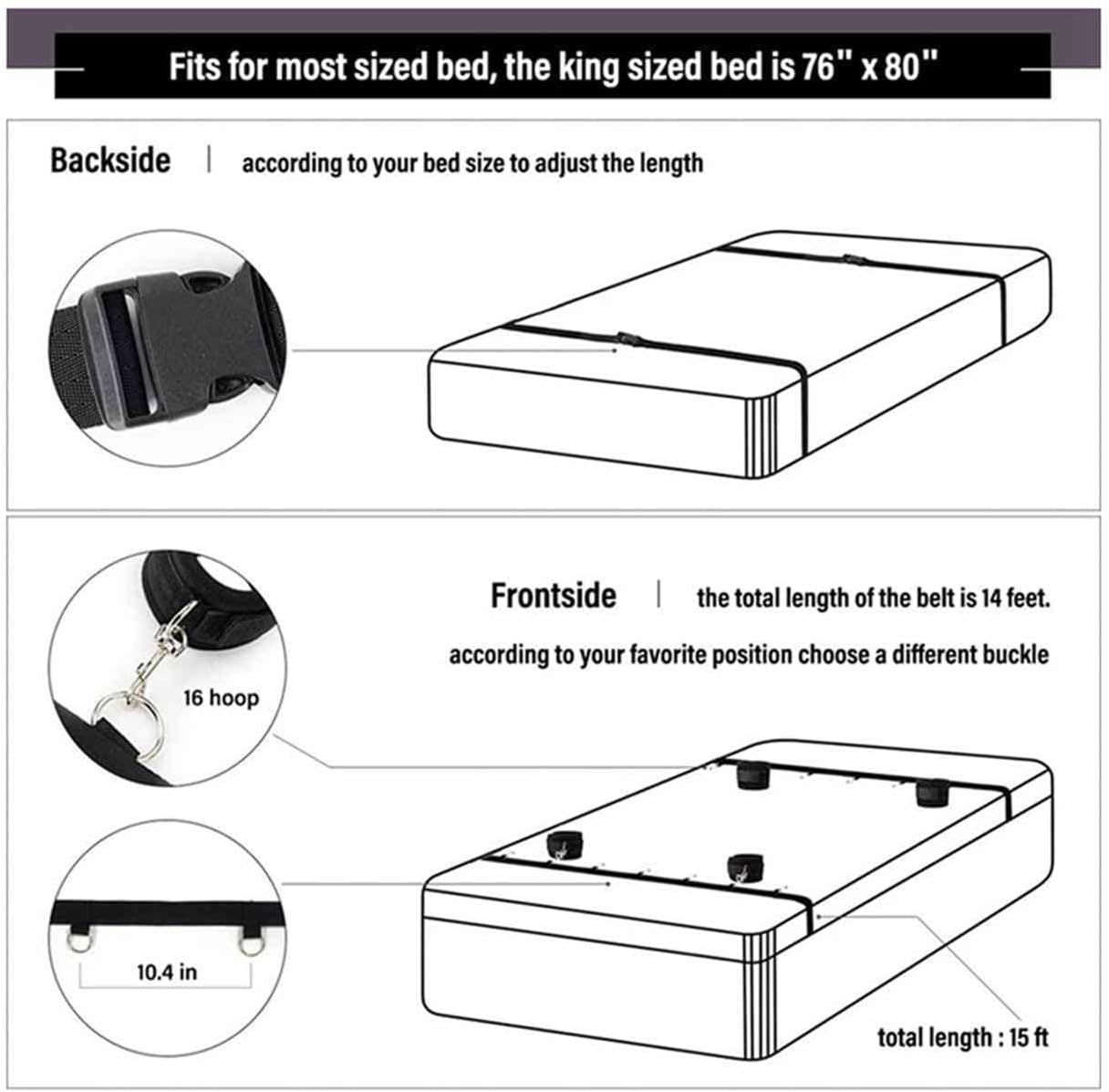 Bondage Sex Kit Under Bed Restraints Adjustable Straps For Couples_voghion.com