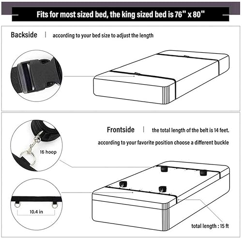 Miniatura 2 de Kit sexual para parejas debajo de la cama King, correas sexis ajustables y sujetadores de amarre para adultos, parejas, tobillos y muñecas para