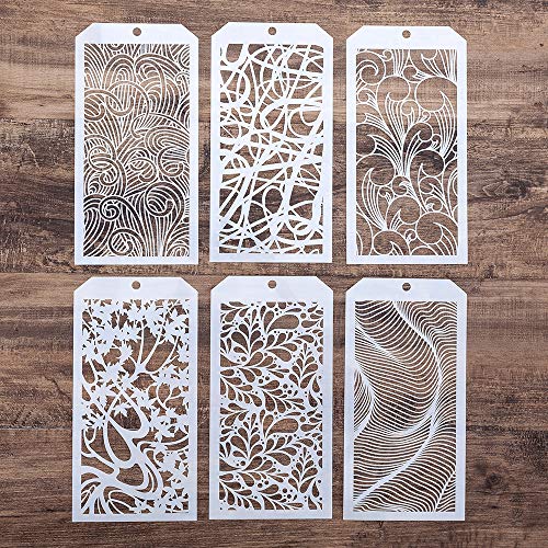 Image of SLGIFT Diy Decorative Stencil Template For Scrapbooking Painting On Wall Furniture Crafts,Set Of 6(Leaf Flower)