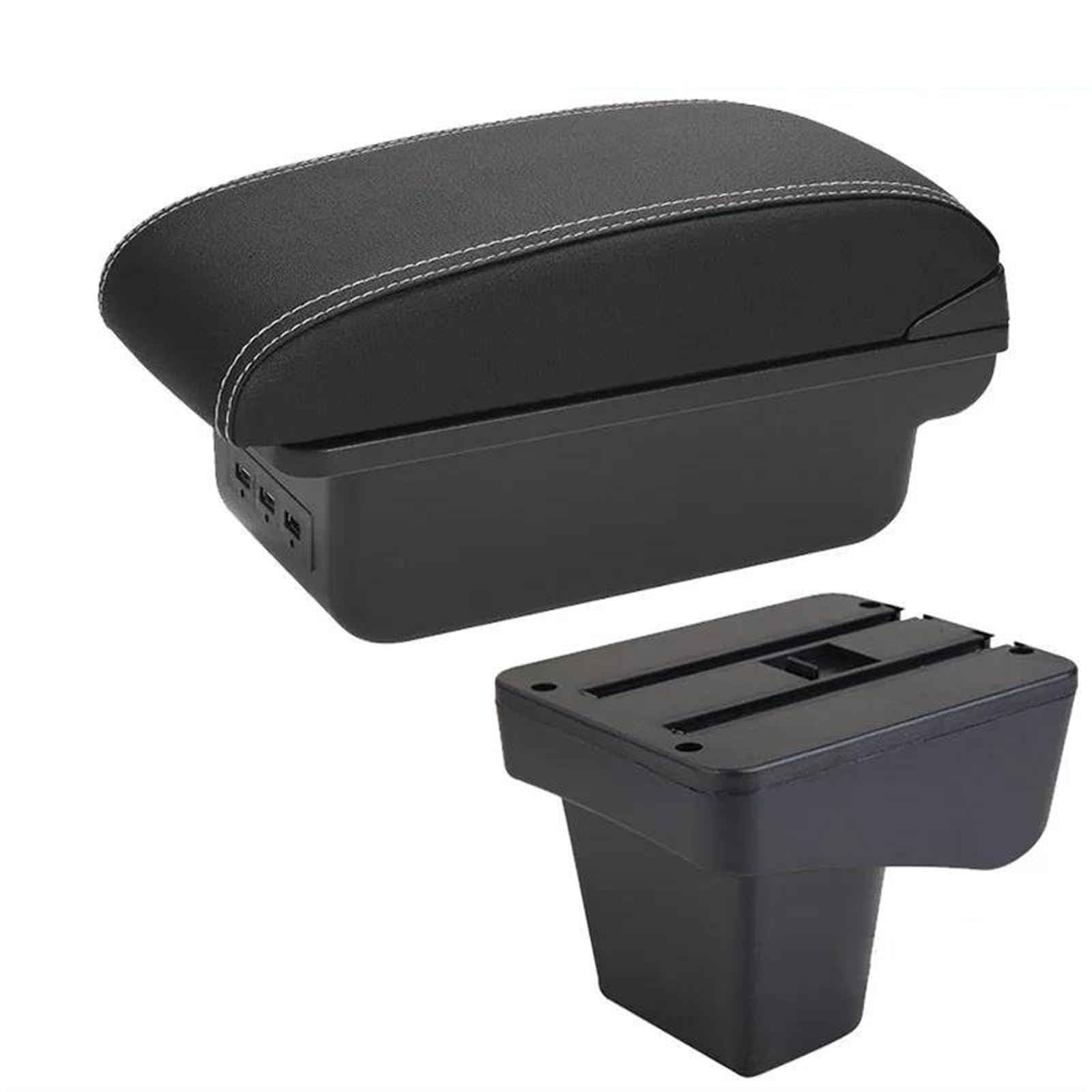 NMJLQW Storage Rack Armrest Retrofit parts dedicated Car Armrest Center Storage box car accessories Interior For Suzuki For Vitara(B3 Black white 3USB)