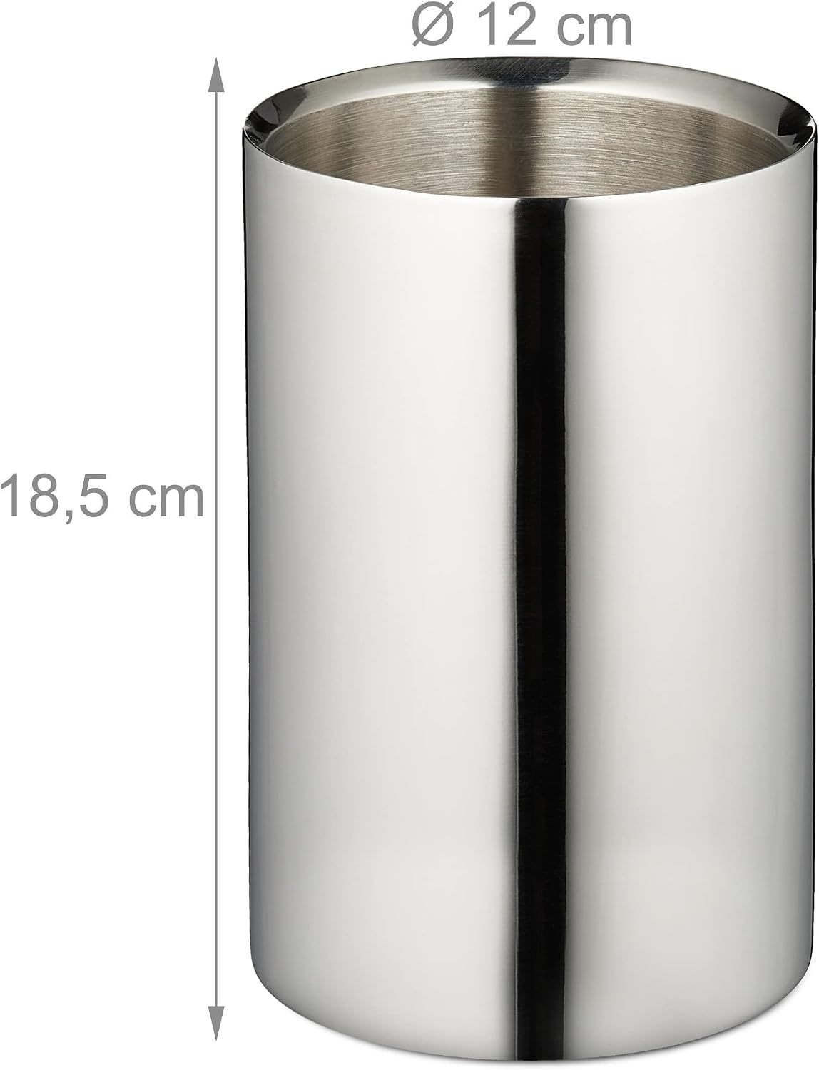 Relaxdays Wine Cooler Stainless Steel, 100%, Silver, 18,5 x 12 cm
