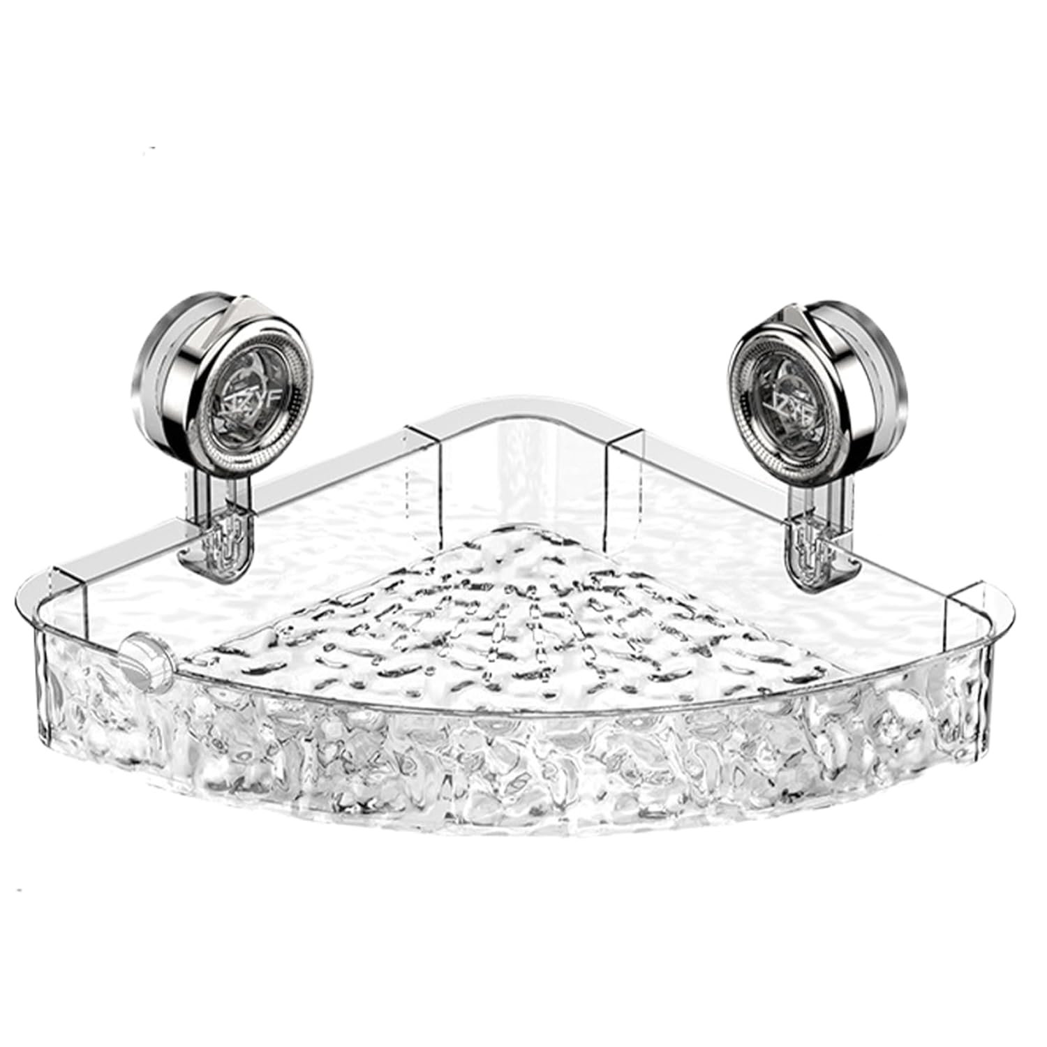 NASSMOSSE No Drill Wall Caddy with Drainage Holes Transparent Thickened Suction Cup Shelf Wall Mounted Countertop Washable Shower