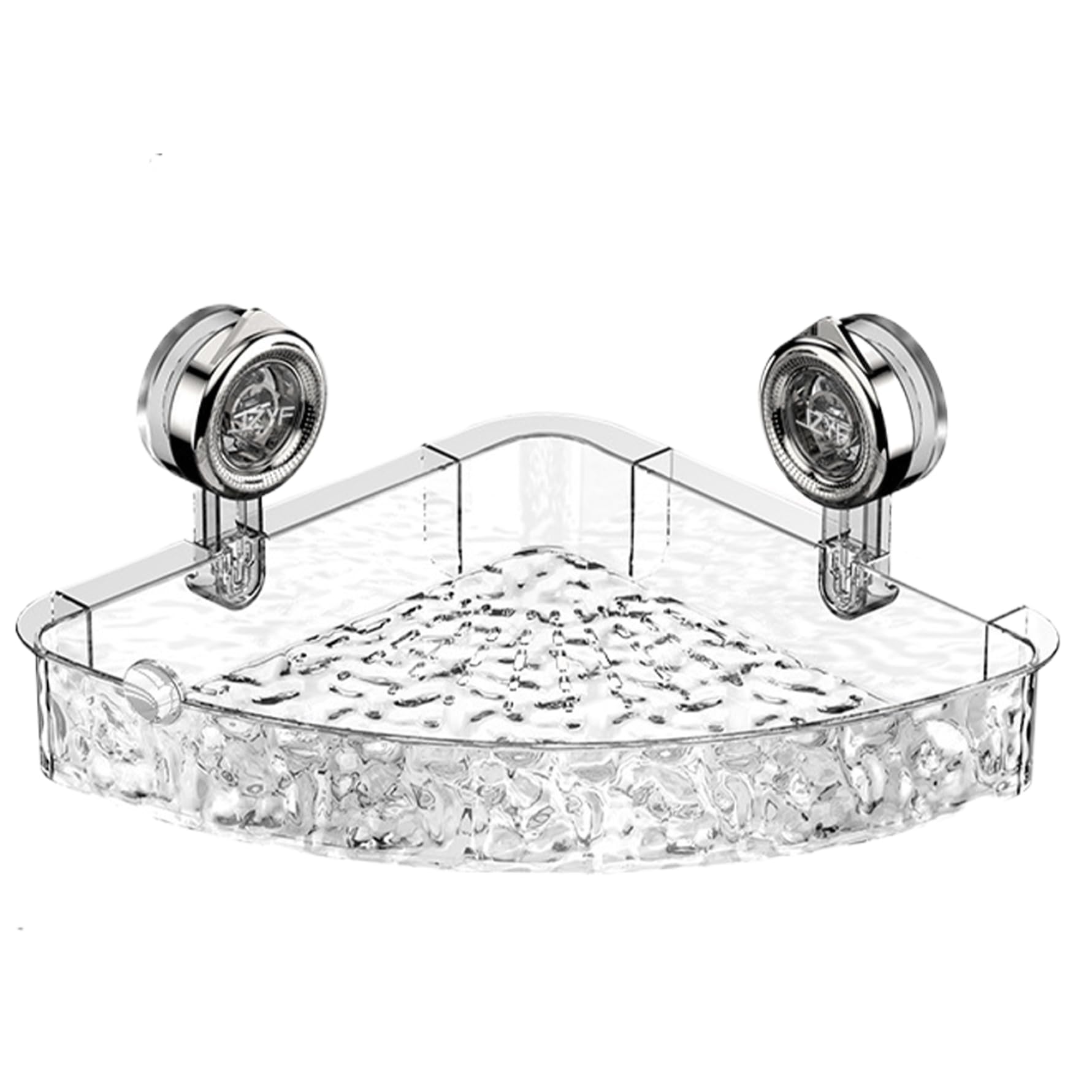 NASSMOSSE No Drill Wall Caddy with Drainage Holes Transparent Thickened Suction Cup Shelf Wall Mounted Countertop Washable Shower