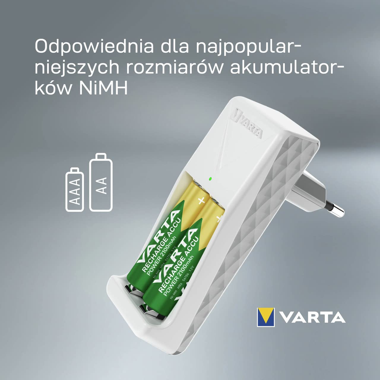 Varta Mini ładowarka Mini Charger na 2 akumulatory niklowo-metalowo-wodorkowe (NiMH) AA, AAA, wtyczka UE