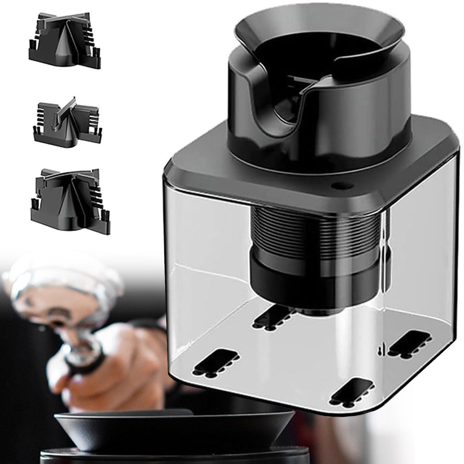 Máquina Eléctrica de Limpieza de Portafiltros de Café, Limpiador Automático de Portafiltros de 30W con 3 Cabezales de Cepillo, Limpieza Rápida 5s, con Sensor de Seguridad Anti-Falso Toque
