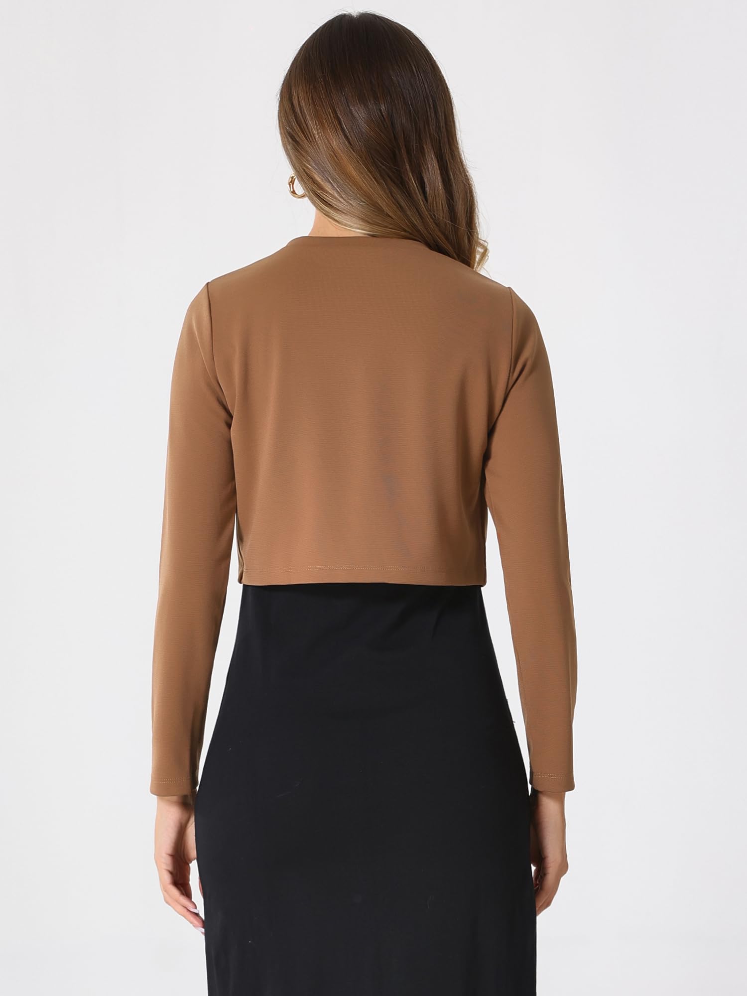 Allegra K Boléro Court Tricot Devant Ouvert Manches Longues Élégant