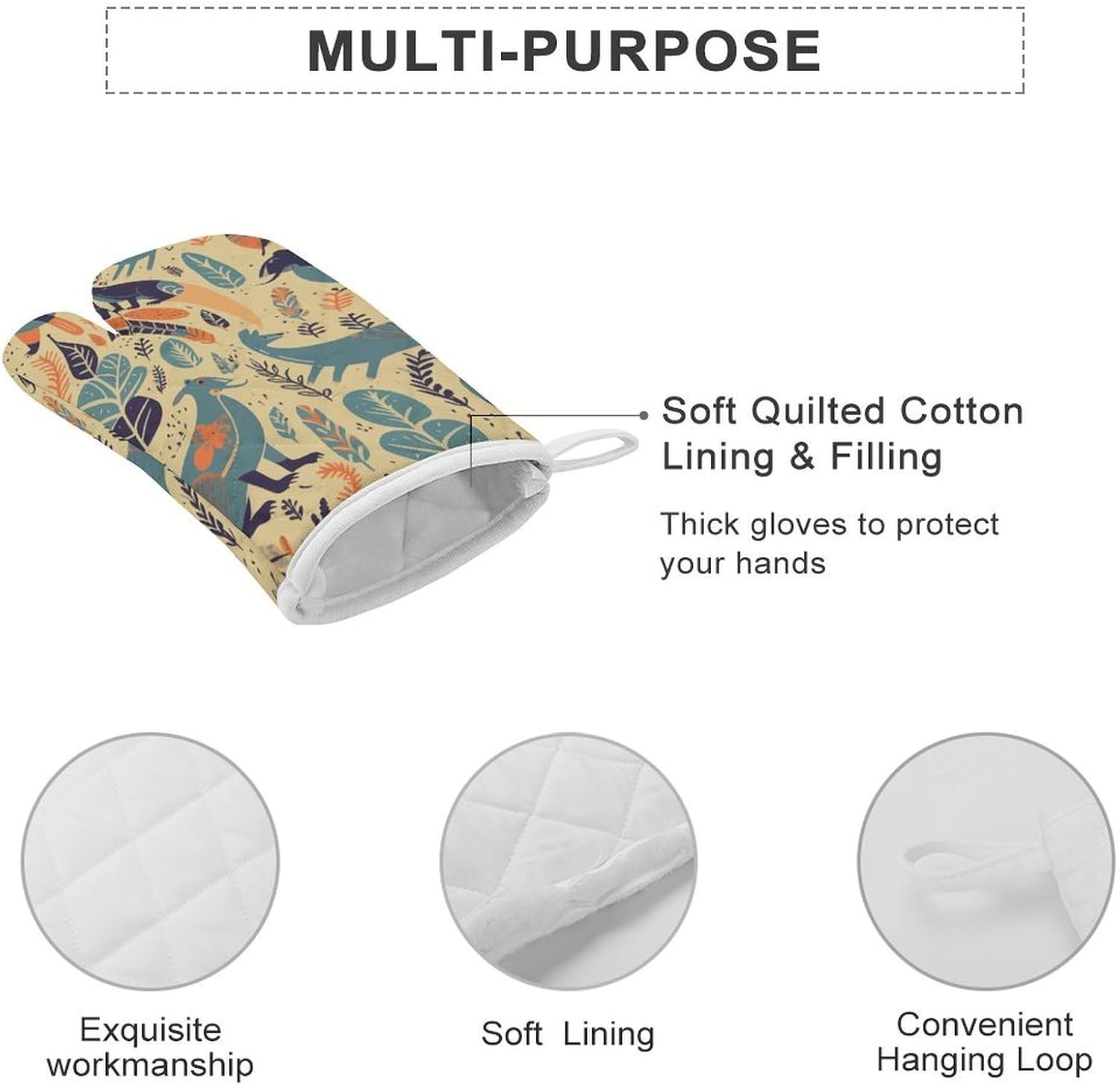 2 Pcs Oven Mitts Heat Resistant Kitchen Gloves Soft Safety Australian Animals Oven Glove for Microwave, Barbecue