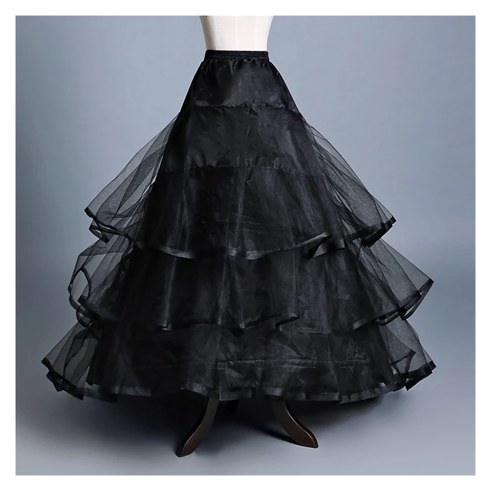 Jupe de Dessous Traînante Robe Mariée Jupon de mariée à 2 cerceaux et 3 Couches avec traîne