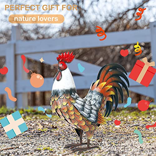Kircust Garden Rooster Statues & Sculpture, Metal Chicken Animal Yard Art Lawn Ornament Figurines Artwork For Outdoor, Patio,Backyard And Home Kitchen Decoration #TOP4